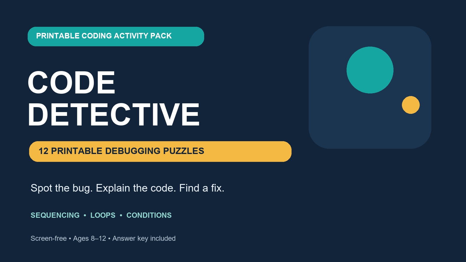 Code Detective printable debugging puzzles cover
