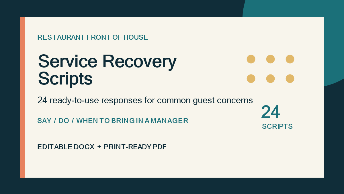 Restaurant Service Recovery Scripts product cover