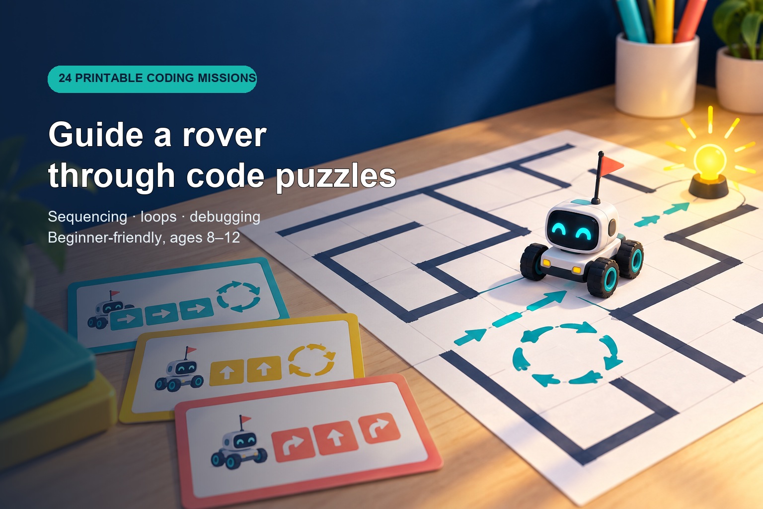 Robot Rescue printable coding mission cards cover